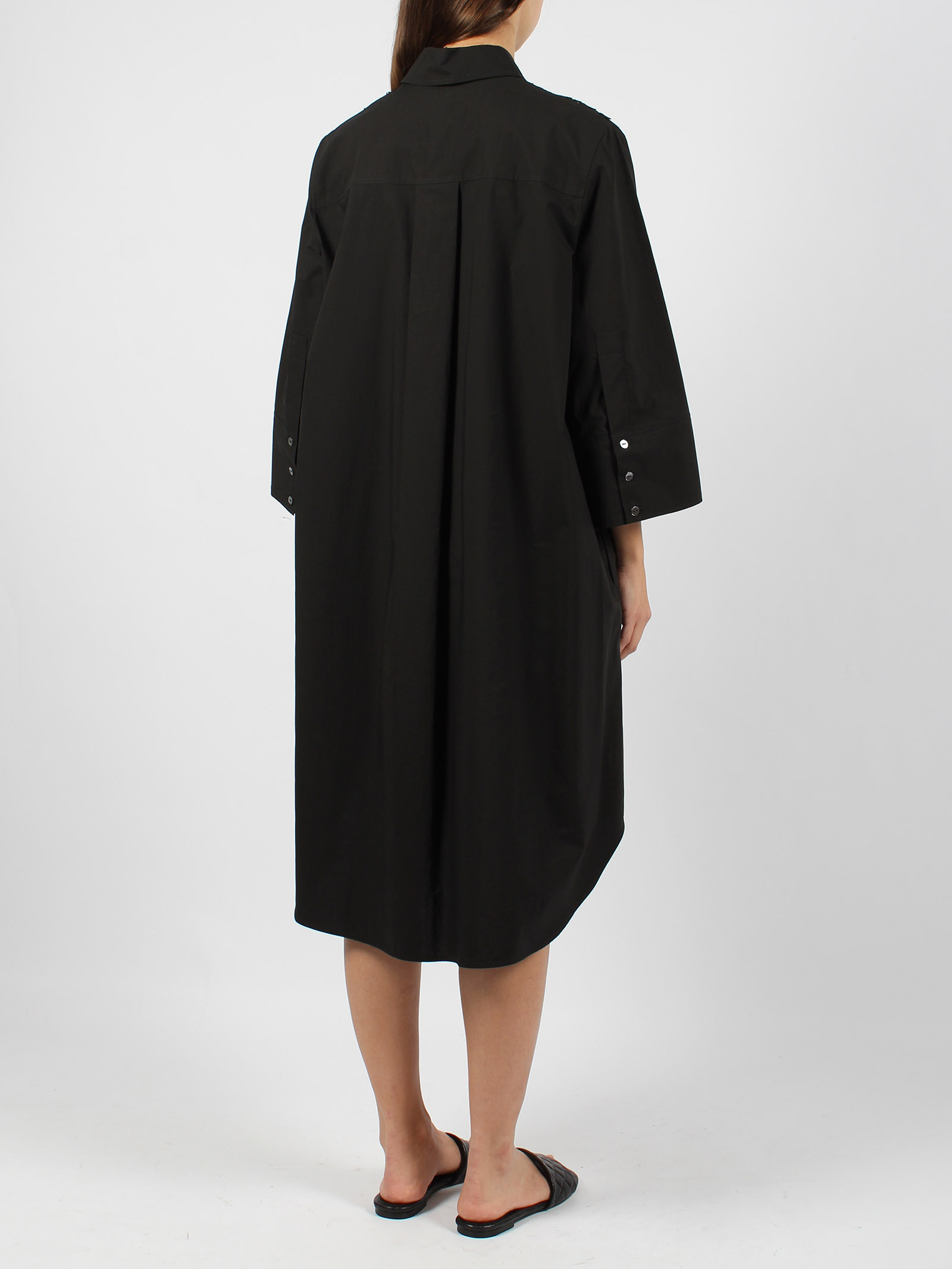 Shop P.a.r.o.s.h Madeira Embroidered Detail Shirt Dress In Black