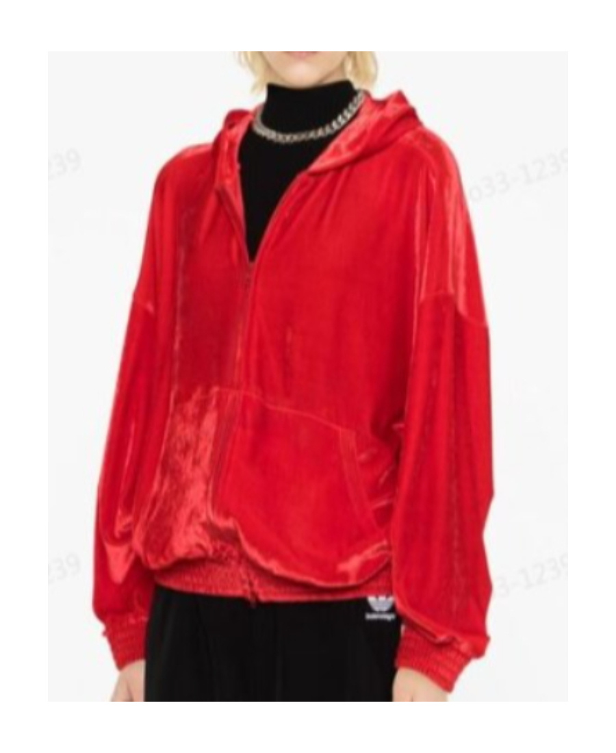 Shop Balenciaga Crystal-embellished Velvet Hoodie In Red