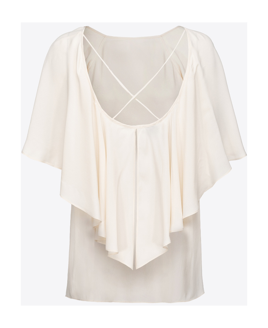Shop Pinko Ruffled Short-sleeve Blouse In White