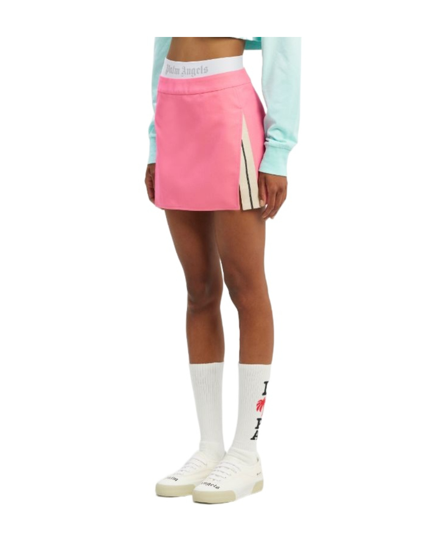 Shop Palm Angels Stripe-detail A-line Miniskirt In Pink
