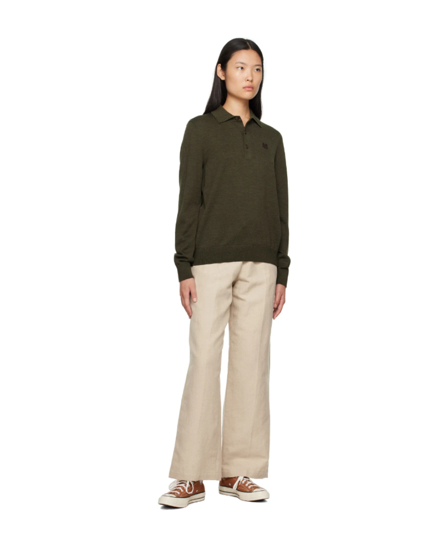 MAISON KITSUNÉ KNITTED LONG-SLEEVED POLO SHIRT