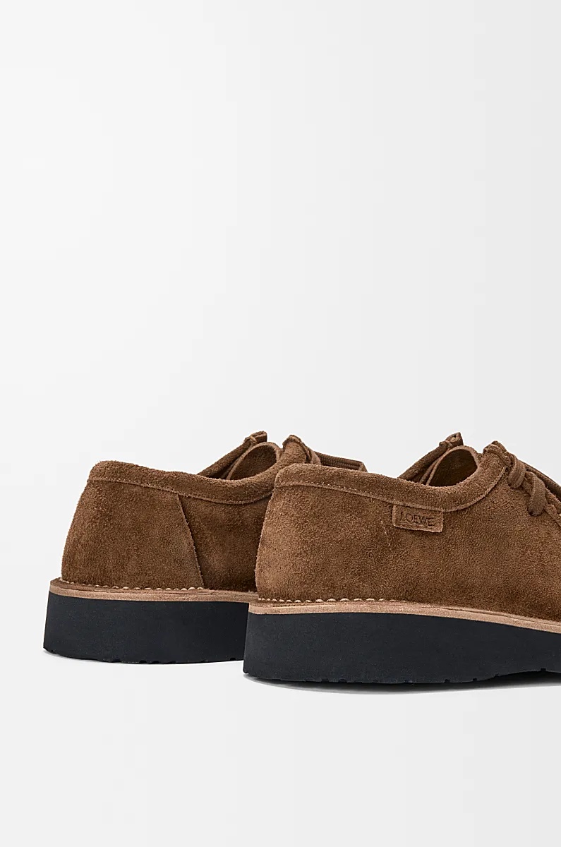 Loewe Faro Suede Lace-up Derby Shoes In Burgundy