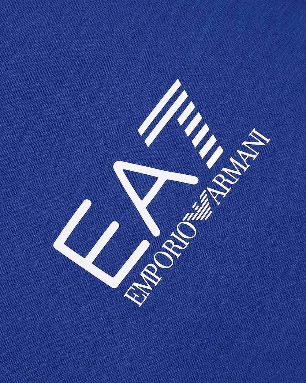 Ea7 Logo T-shirt With Round Neck In Blue