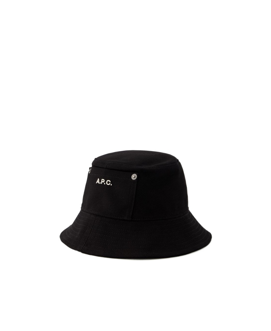 Apc Logo-embroidery Cotton Bucket Hat In Black