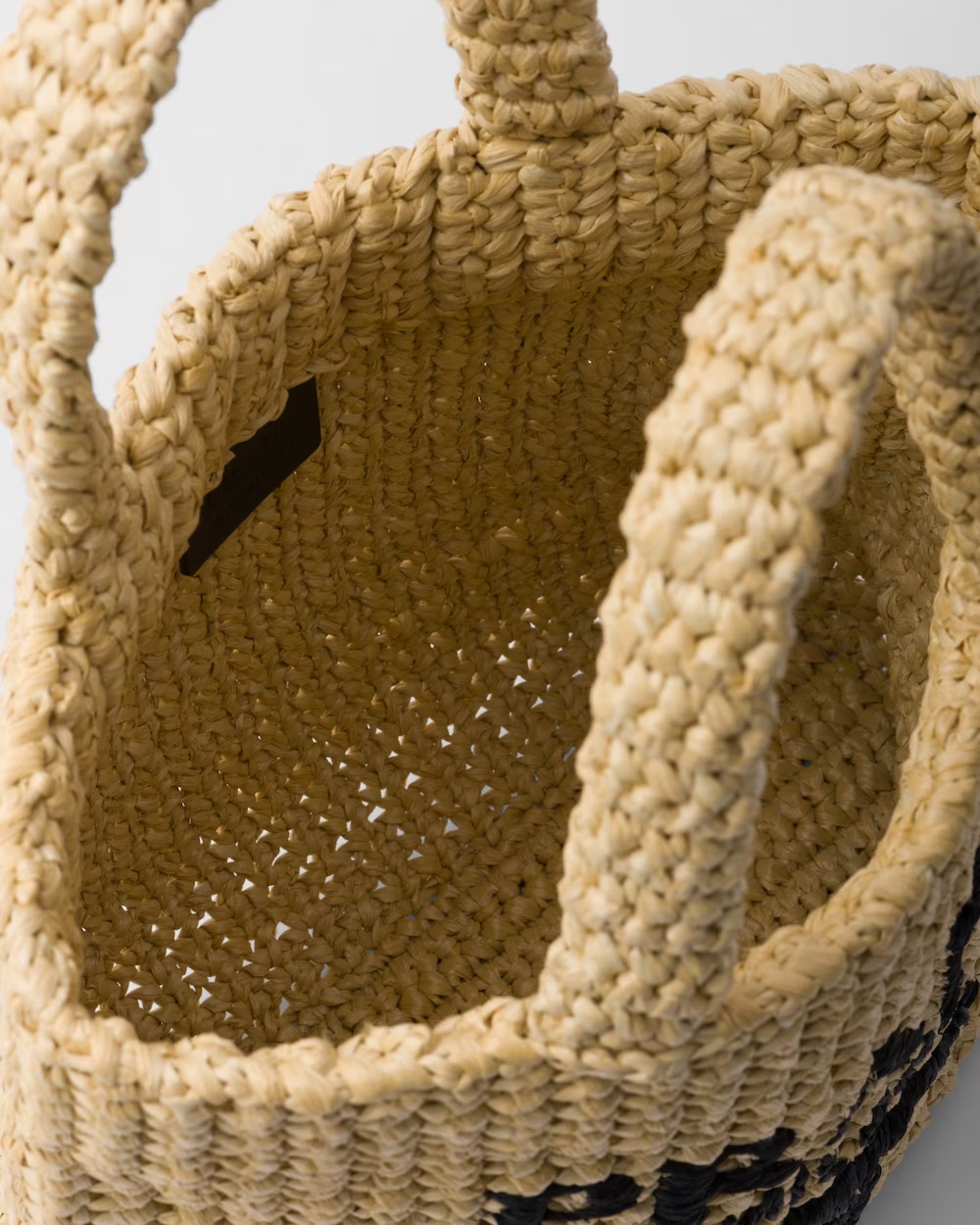 Shop Prada Small Crochet Tote Bag In Nude