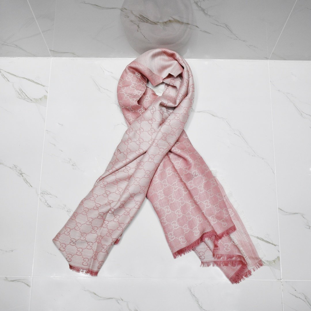 Gucci Double G Jacquard Scarf In Pink