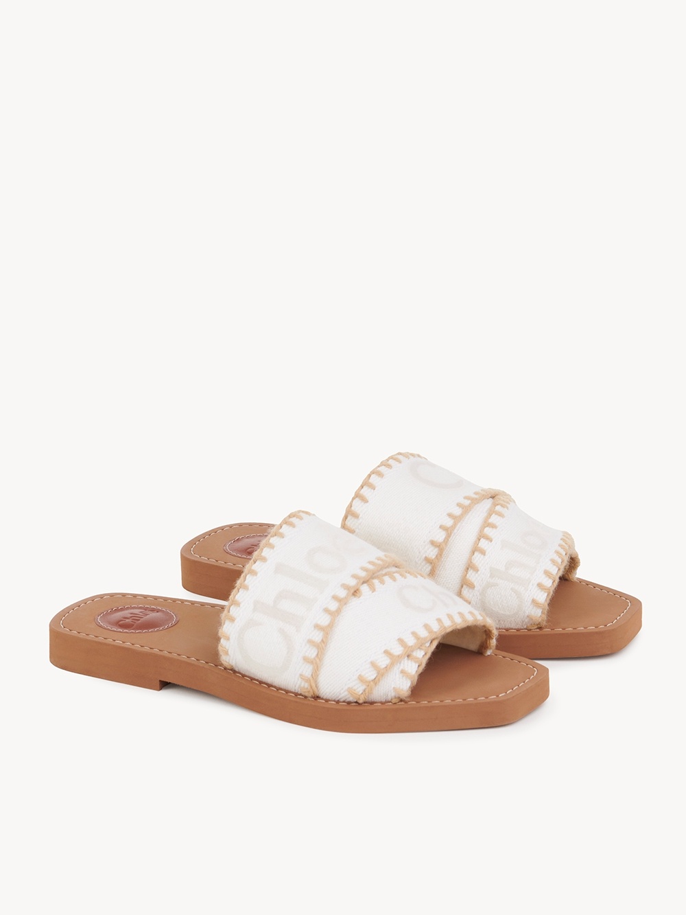 Chloé Beige Woody Sandals In White
