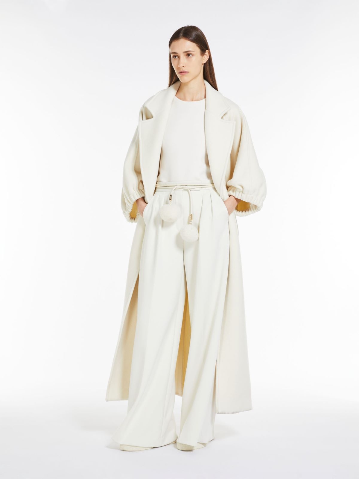Max Mara Aversa High-rise Linen Wide-leg Pants In White