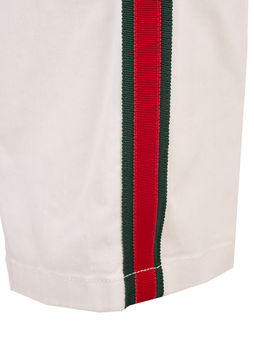 Gucci Web-detail Straight-leg Trousers In White