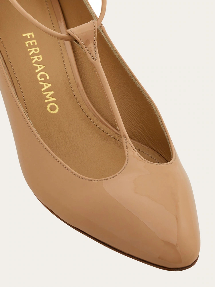 Ferragamo Ball-heel T-strap High Heels In Brown