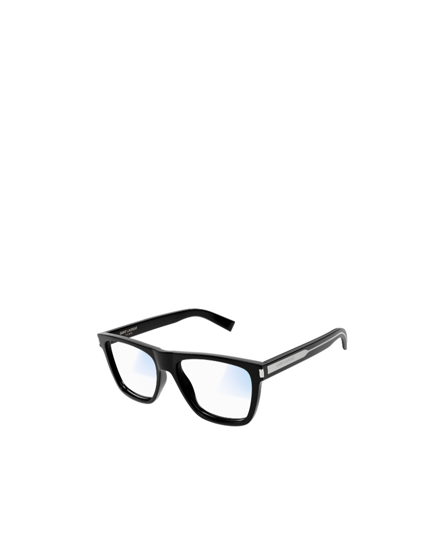 Saint Laurent Logo-engraved Square-frame Glasses In Black