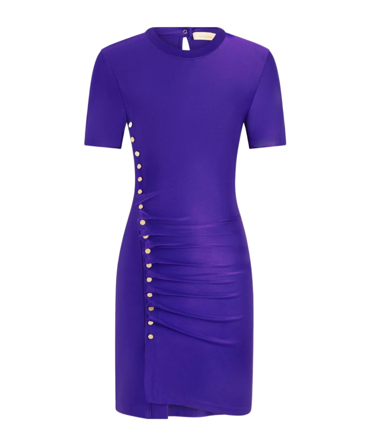 Shop Rabanne Drapé Pression Mini Dress In Blue