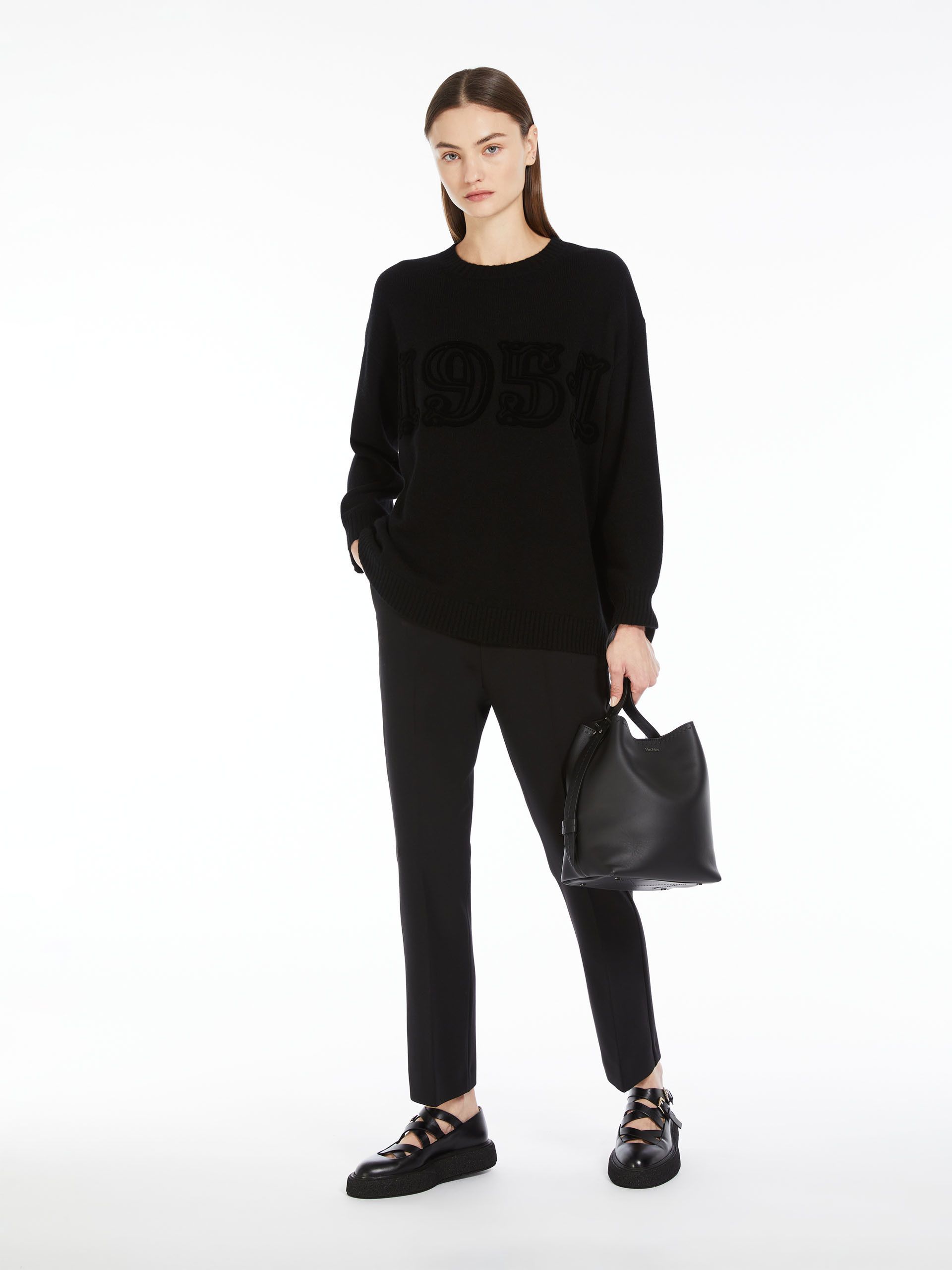 Max Mara Nepeta Ankle-length Trousers In Wool Crepe In Black