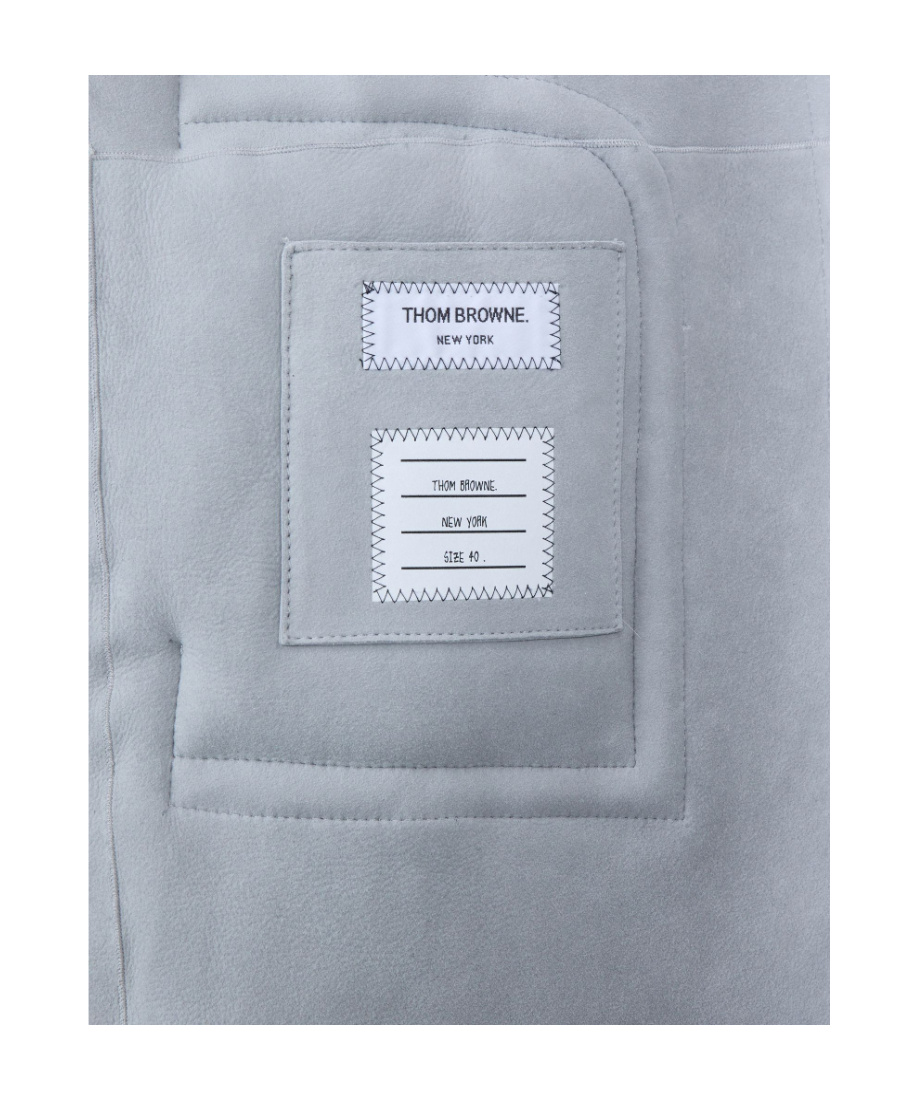 Thom Browne Stripe-trim Hooded Shearling Coat In White