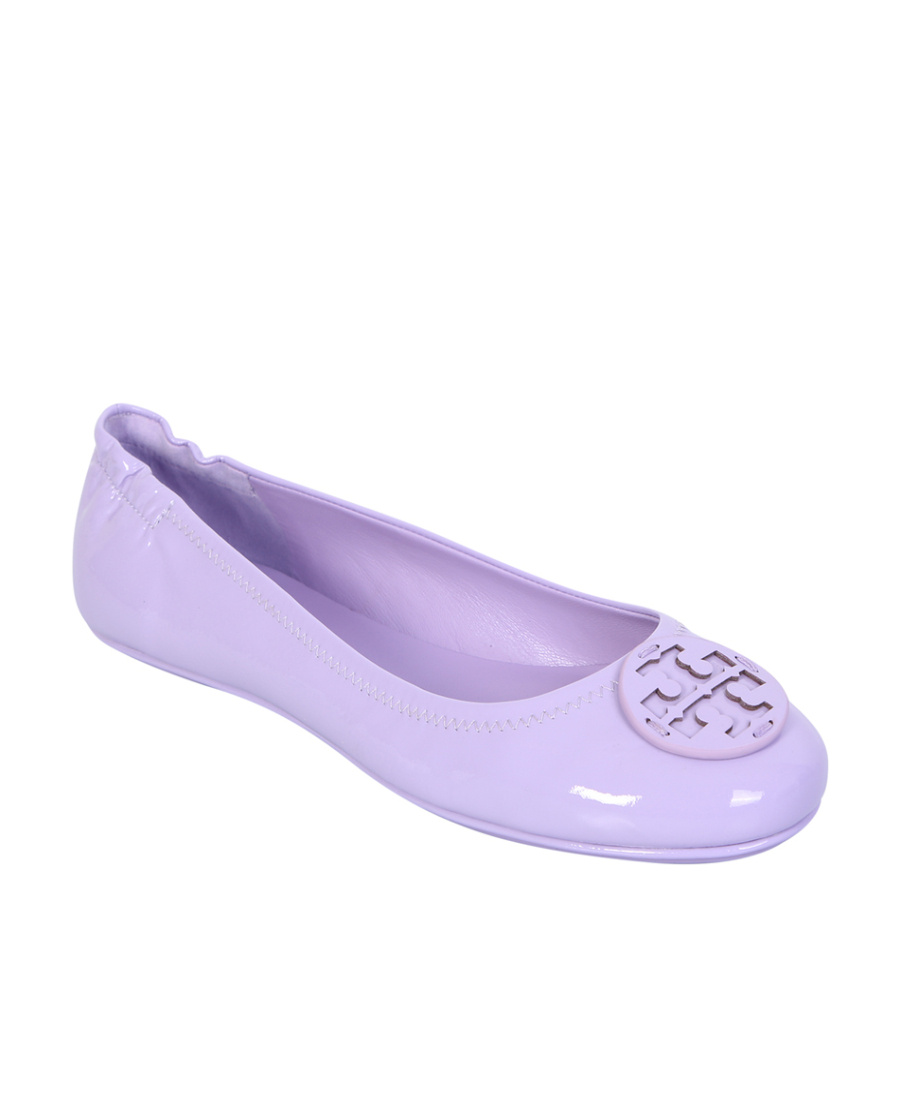 Tory Burch Minnie Travel Patent Leather Ballet Flats In Purple