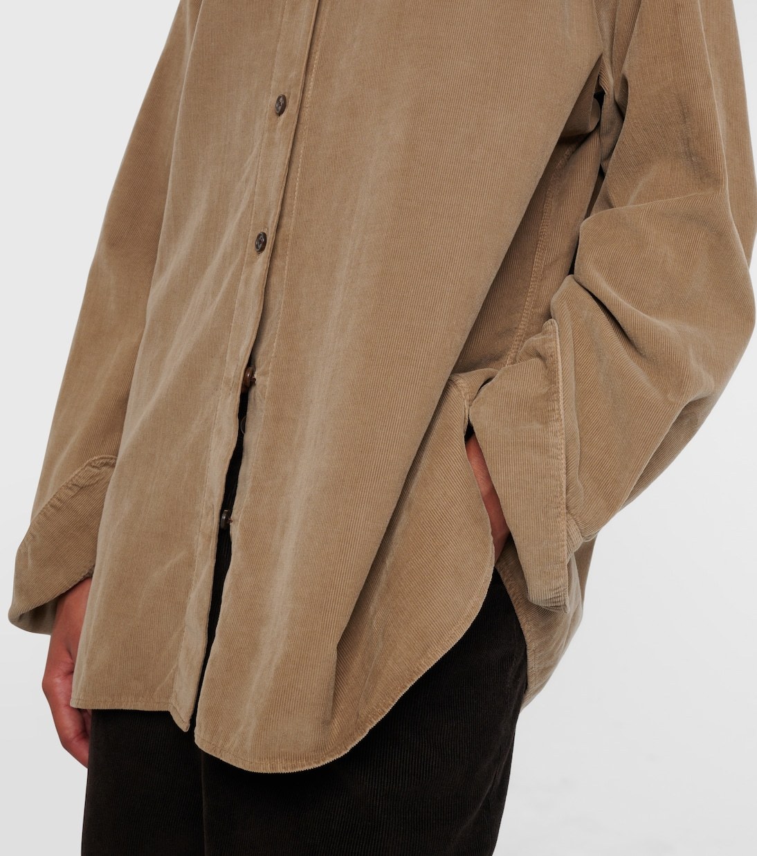 The Row Sisilia Cotton Corduroy Shirt In Neutral
