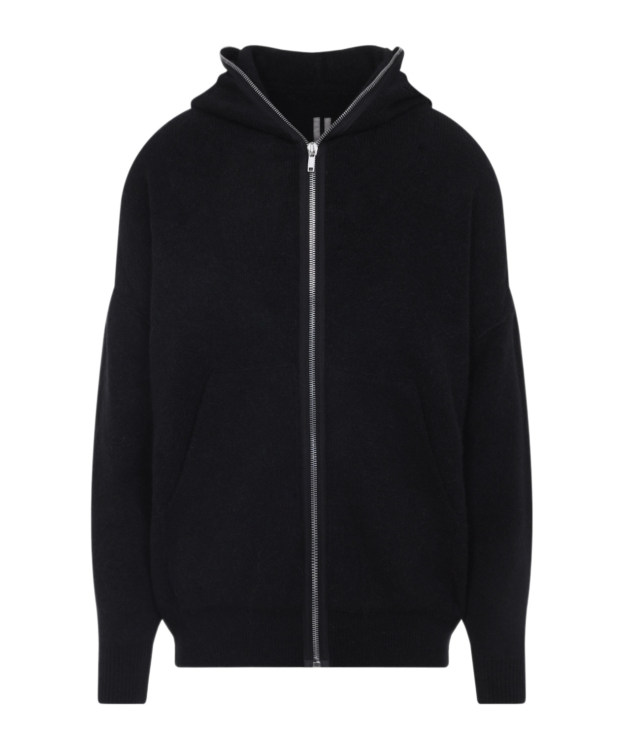 Rick Owens Oversized Black Knit Sweatshirt With Full Zip In Black