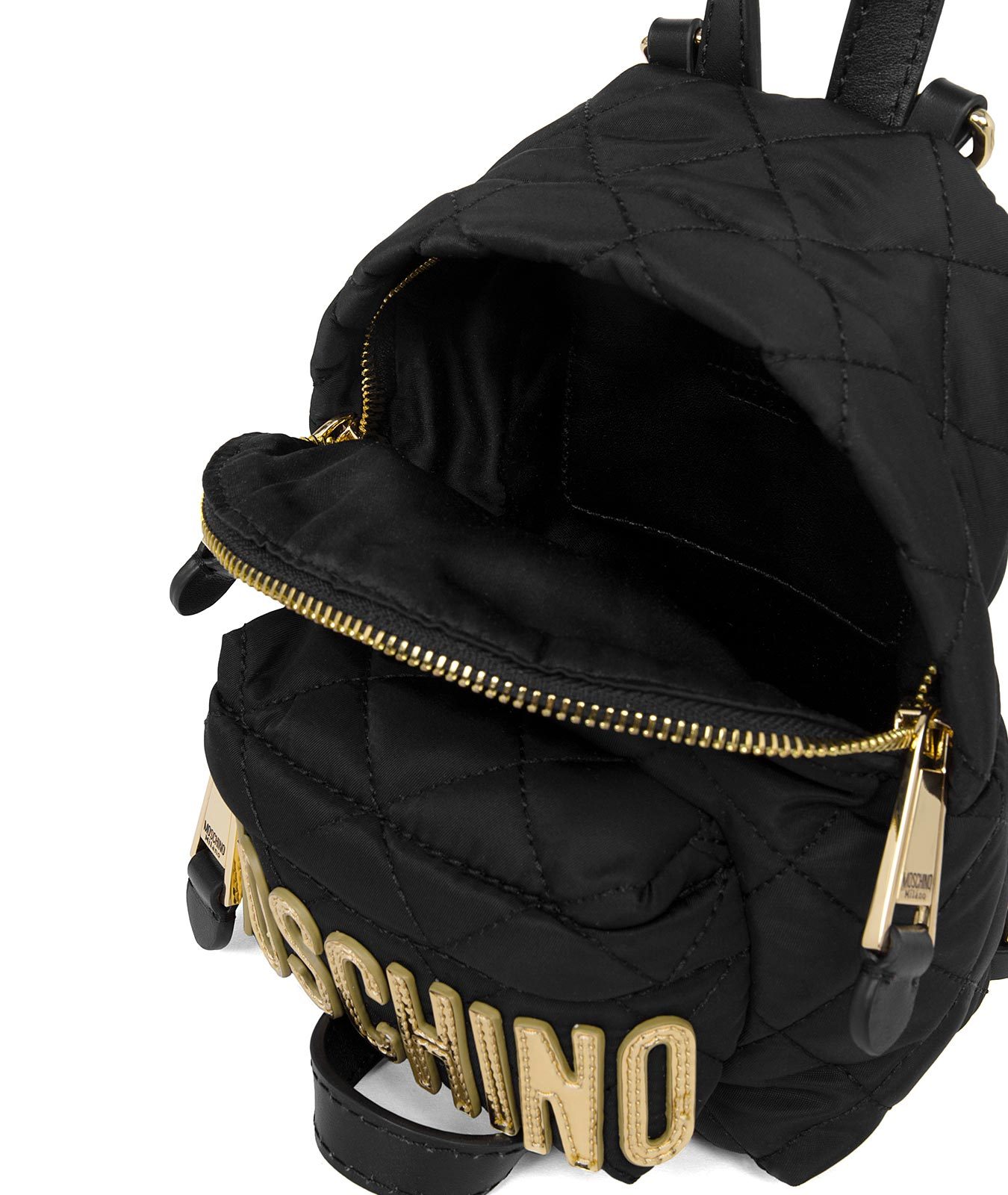 Moschino Black Checked Mini Backpack In Black