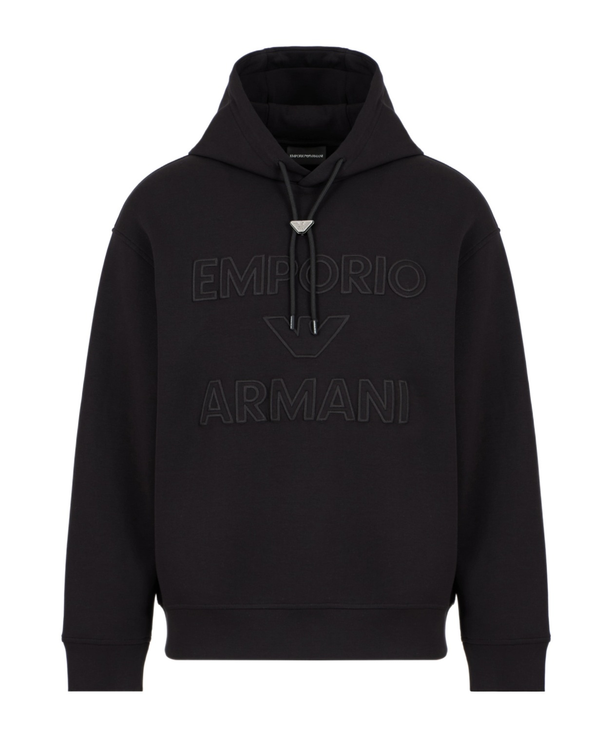 Emporio Armani Black Logo Print Hoodie In Black