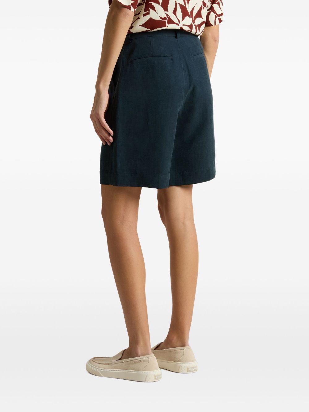 Woolrich Blended Linen Shorts In Linen With Waist Belt In Blue