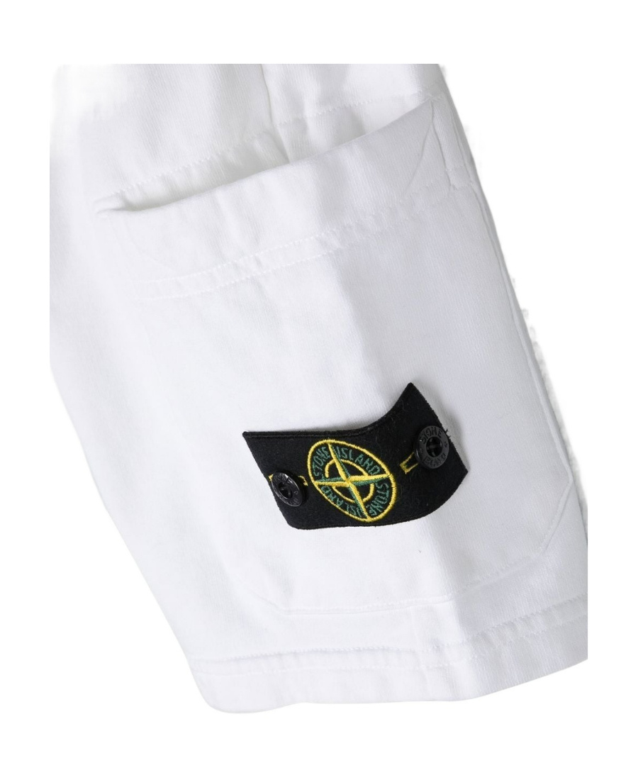 Stone Island White Cotton Shorts In White