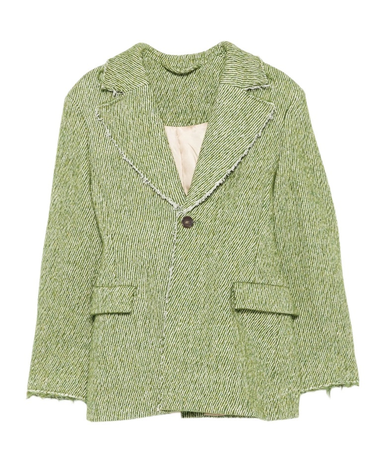 Séfr Lapel Long-sleeved Suit Jacket In Green