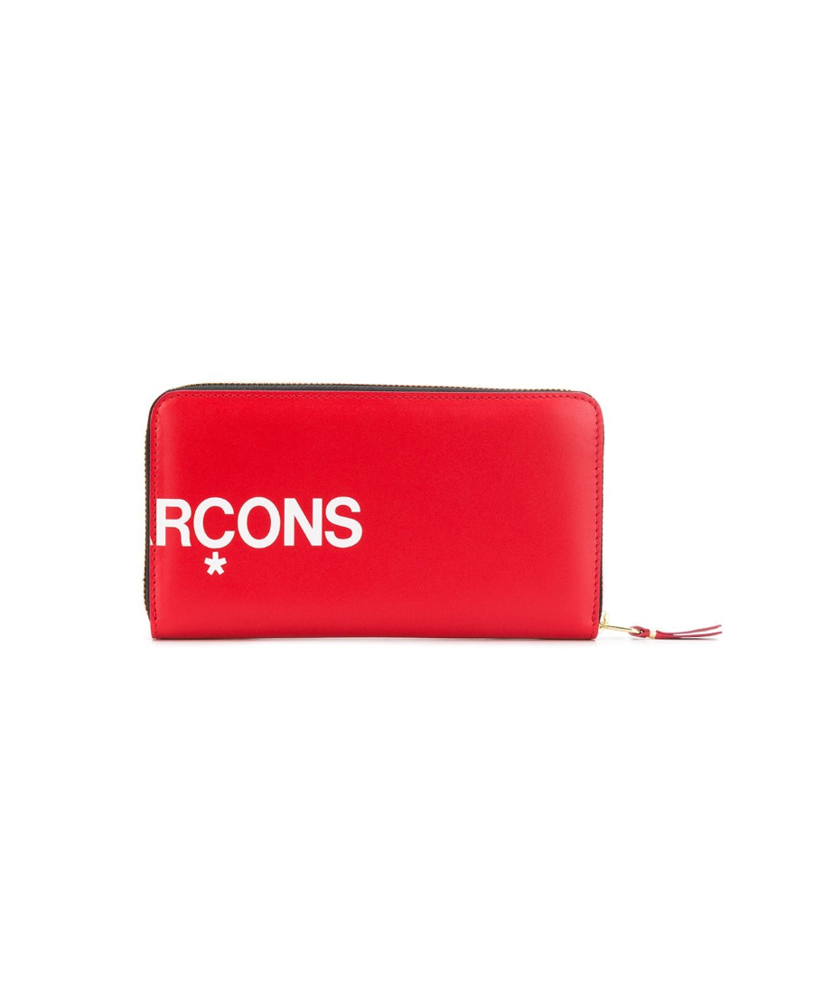 Comme Des Garçons Wallet Logo Printed Zipped Wallet In Red