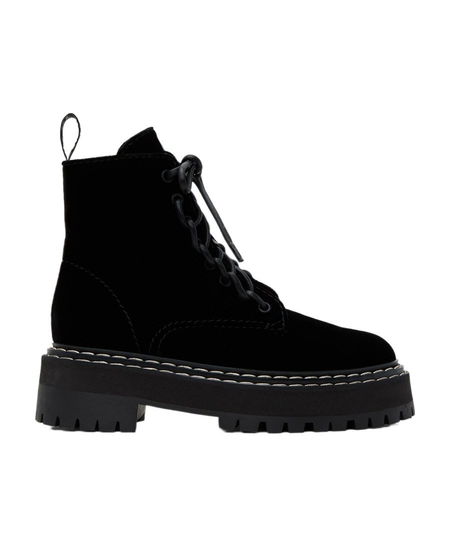 Proenza Schouler Sewing Details Round Head Short Boots In Black