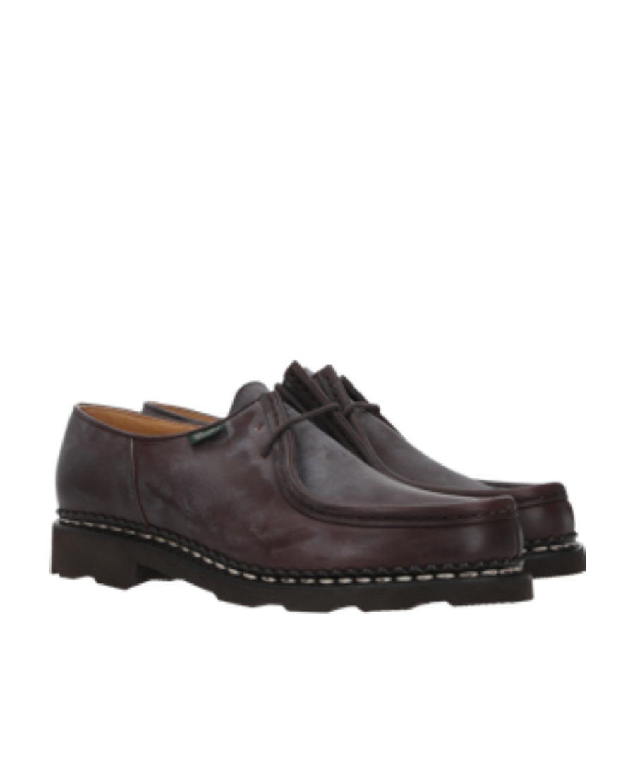 Paraboot Round-headed Lace-up Loafers In Brown