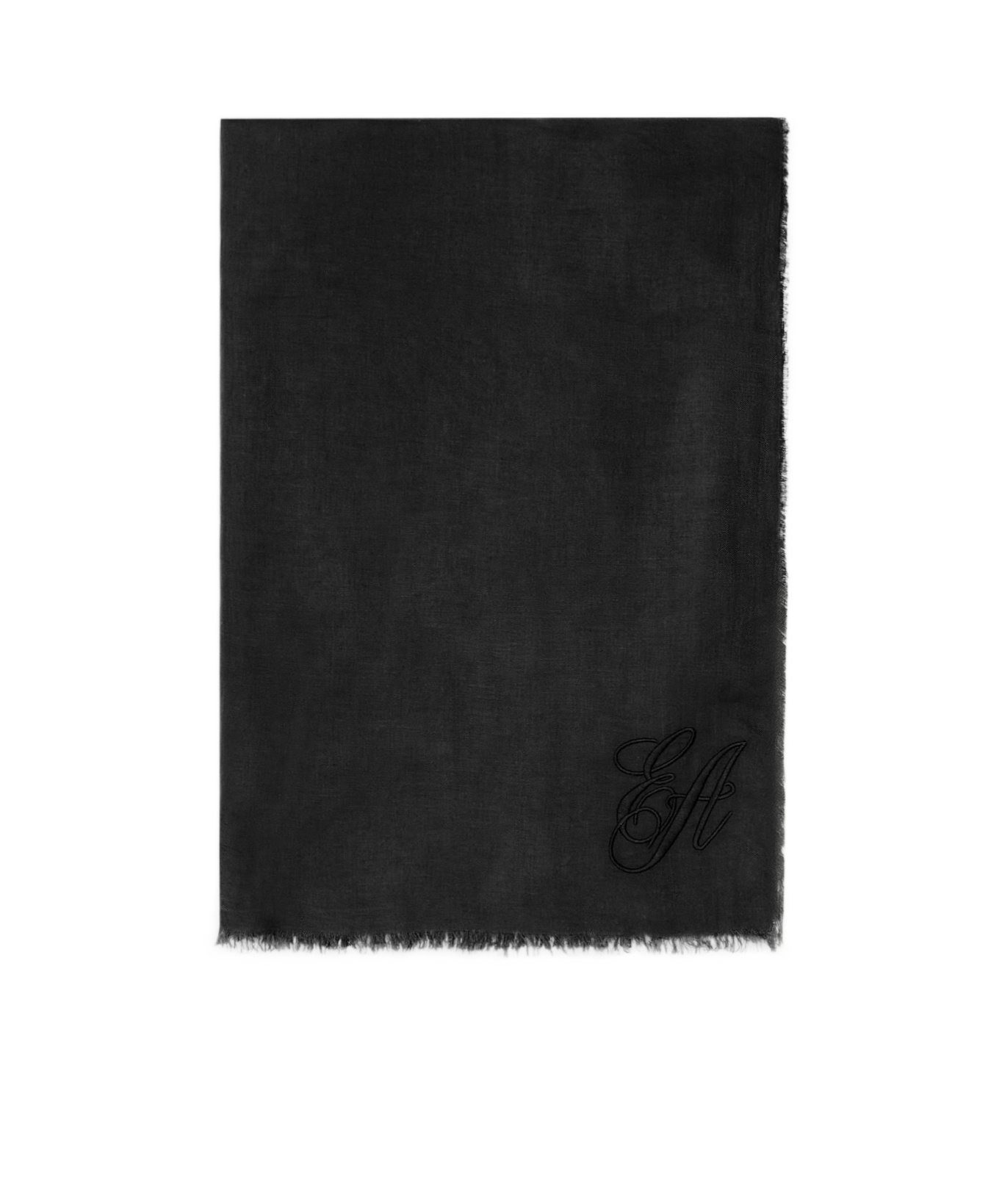 Emporio Armani Oversized Modal Stole With Ea Signature Embroidery In Black