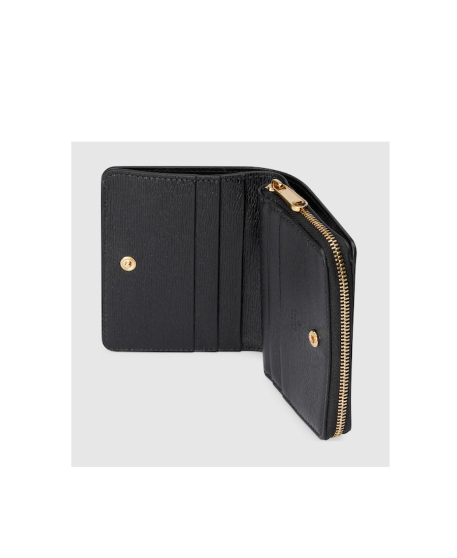 Gucci Mini Logo-script Leather Wallet In Black