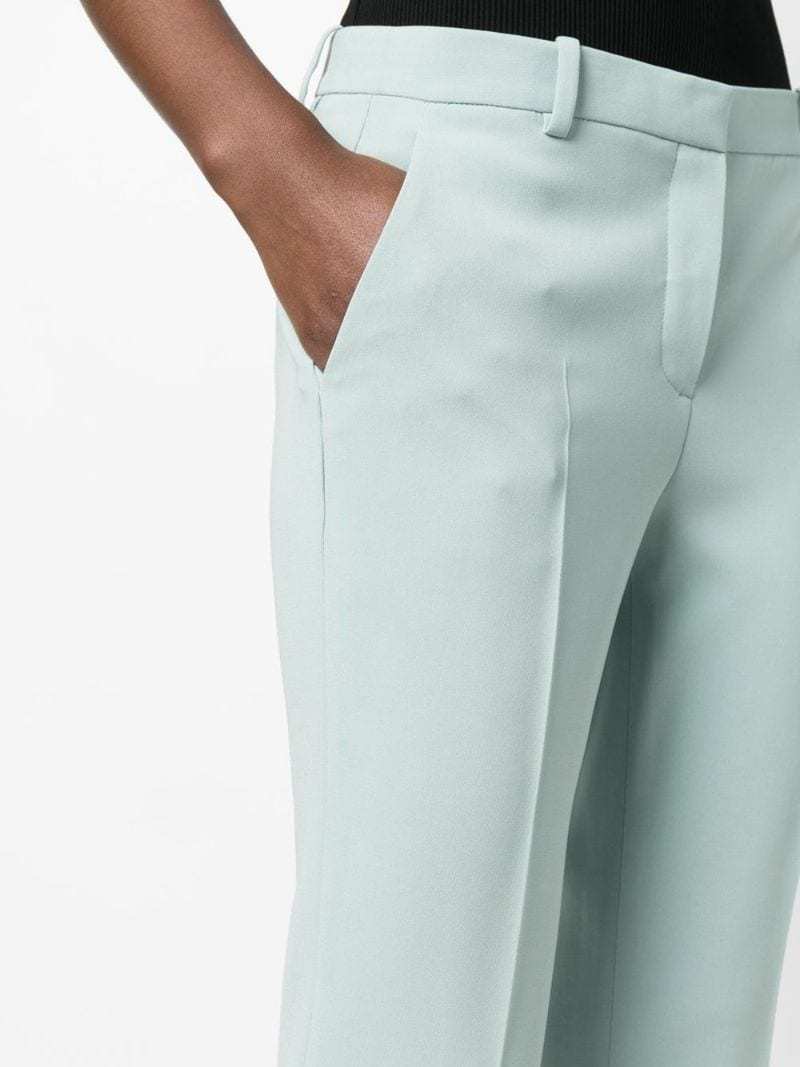 Theory Tapered Cropped Trousers In Green