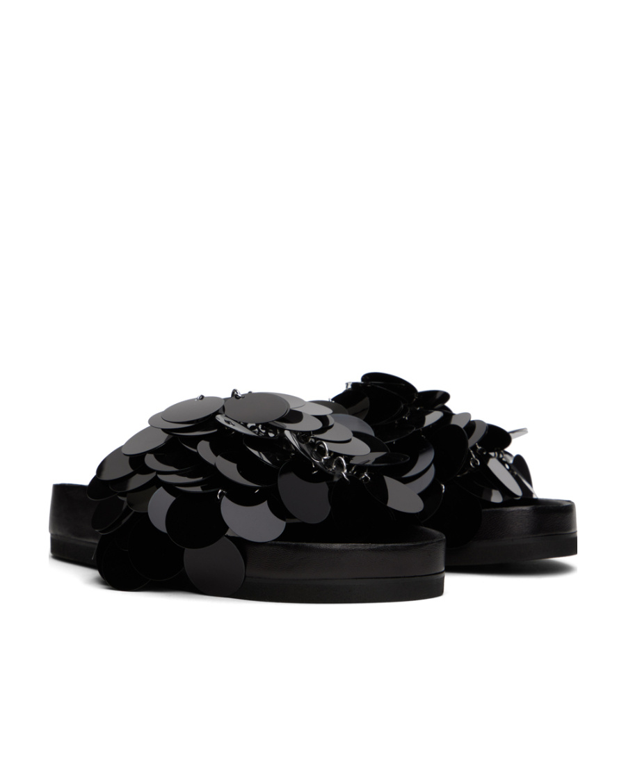 Rabanne Embellished Flat Sole Open Toe Sandal In Black