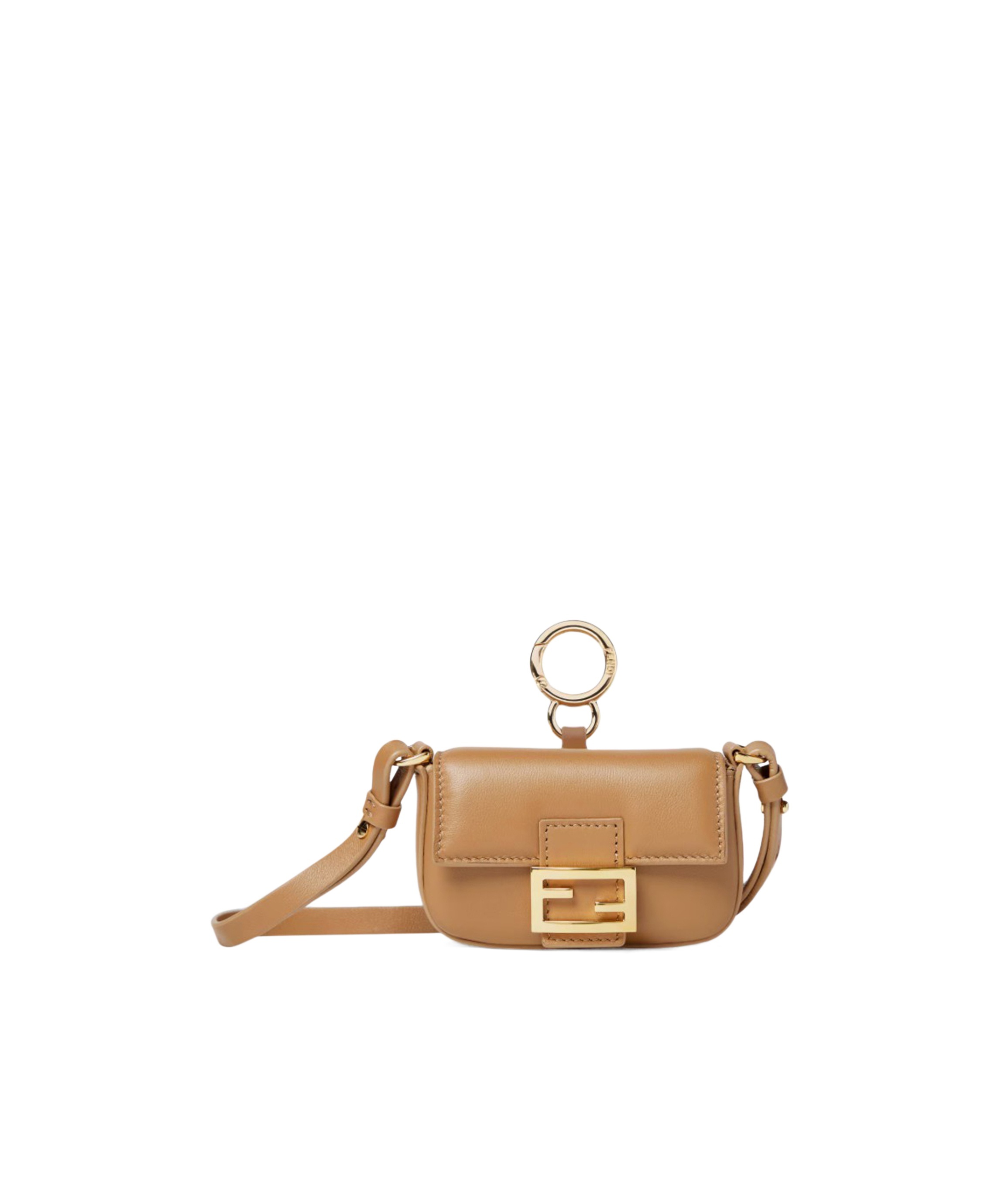 Fendi Nano Baguette Charm In Beige Nappa In Sand