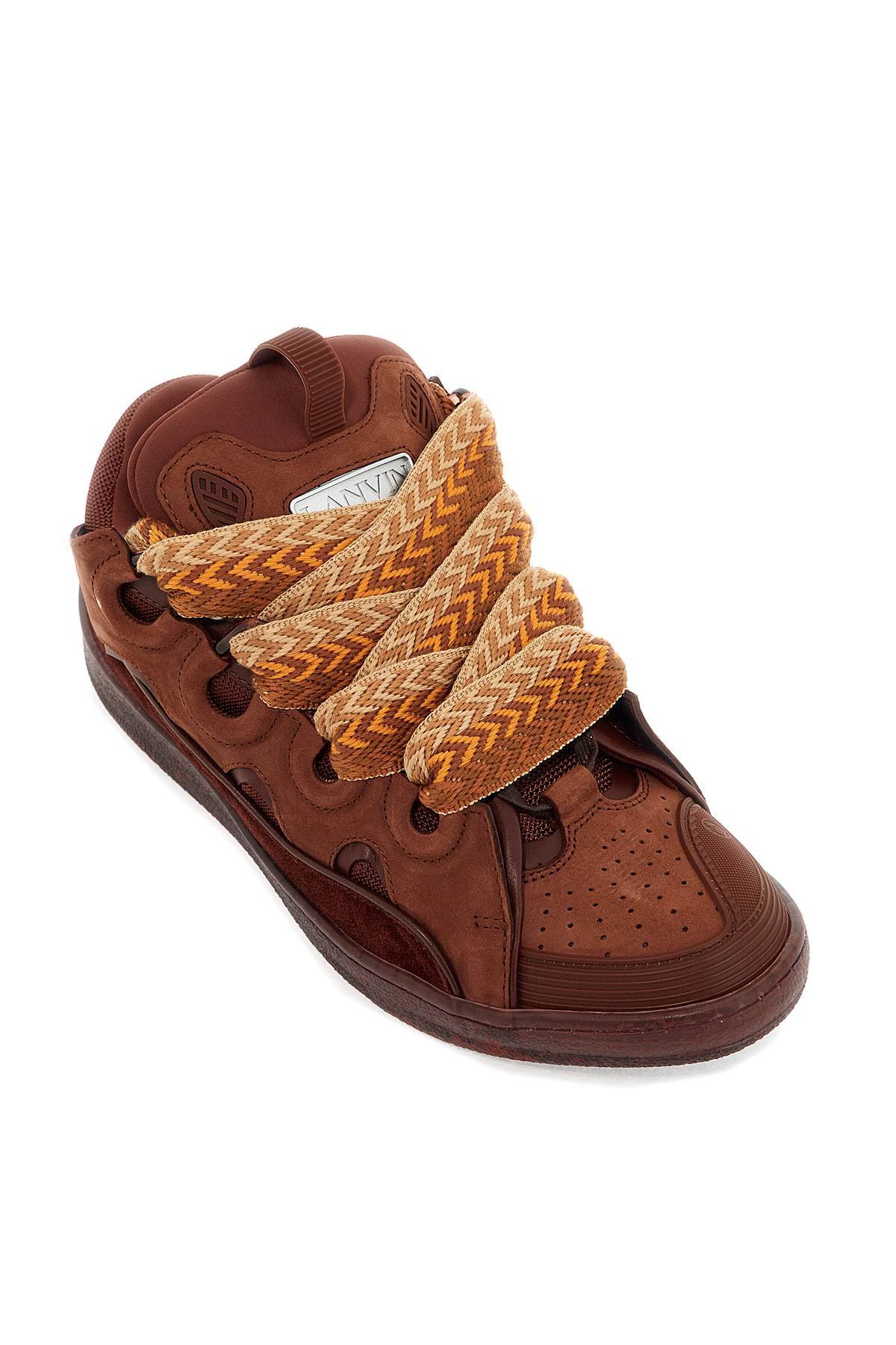 Shop Lanvin Curb Lace-up Sneakers In Brown