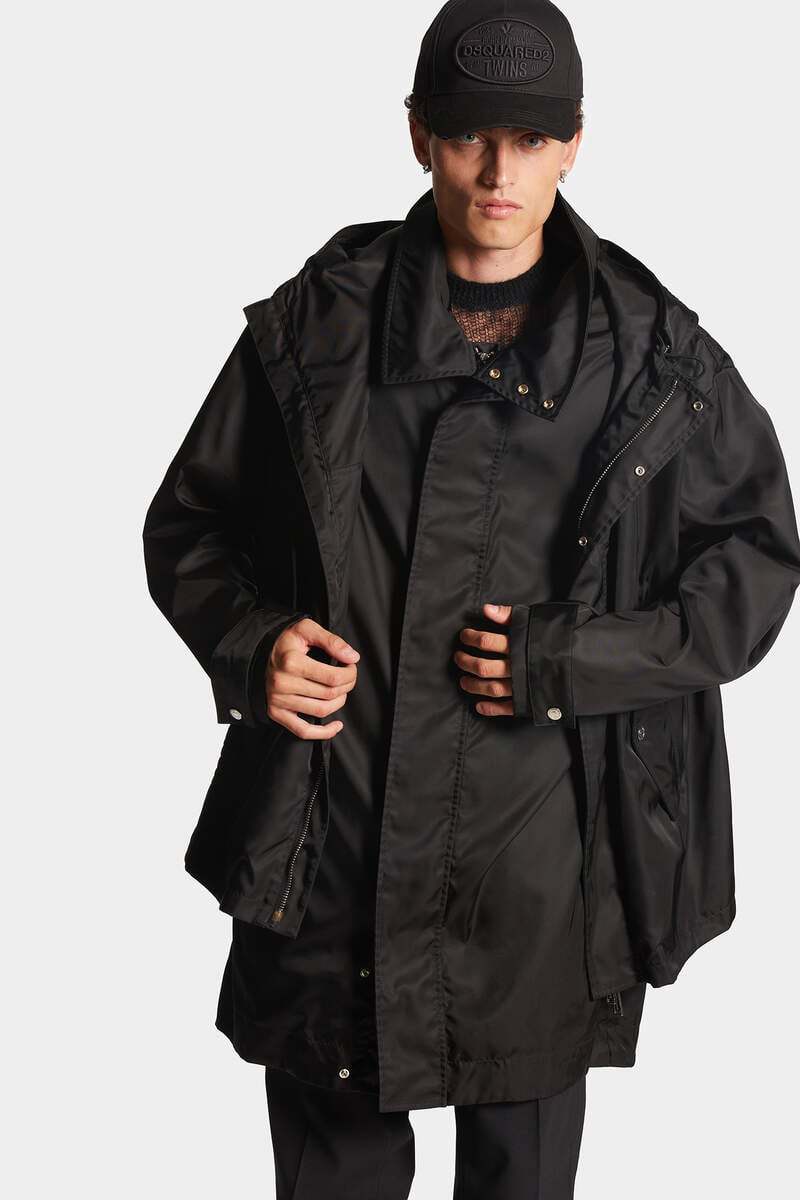 Dsquared2 Logo-print Hooded Coat In Black
