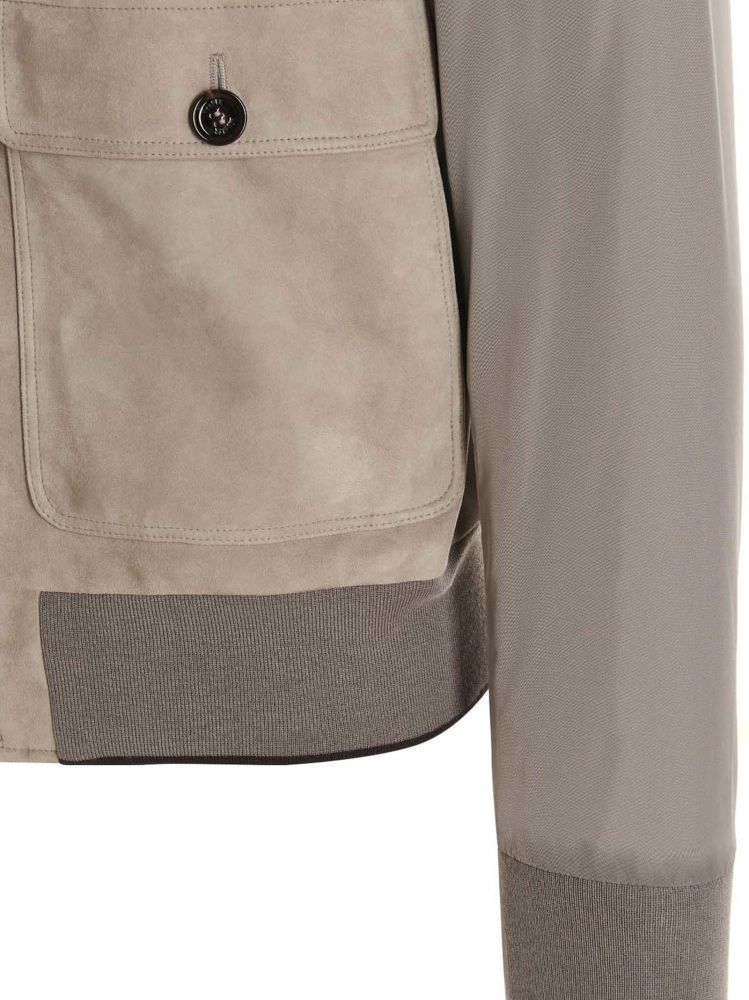Moorer Bernie Bomber Jacket Front Pockets In Nude