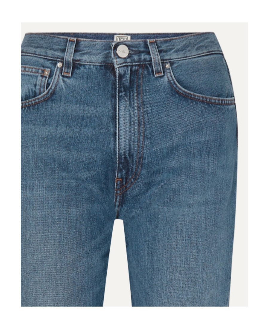 Totême Twisted Seam High-rise Straight-leg Organic-denim Jeans In Blue