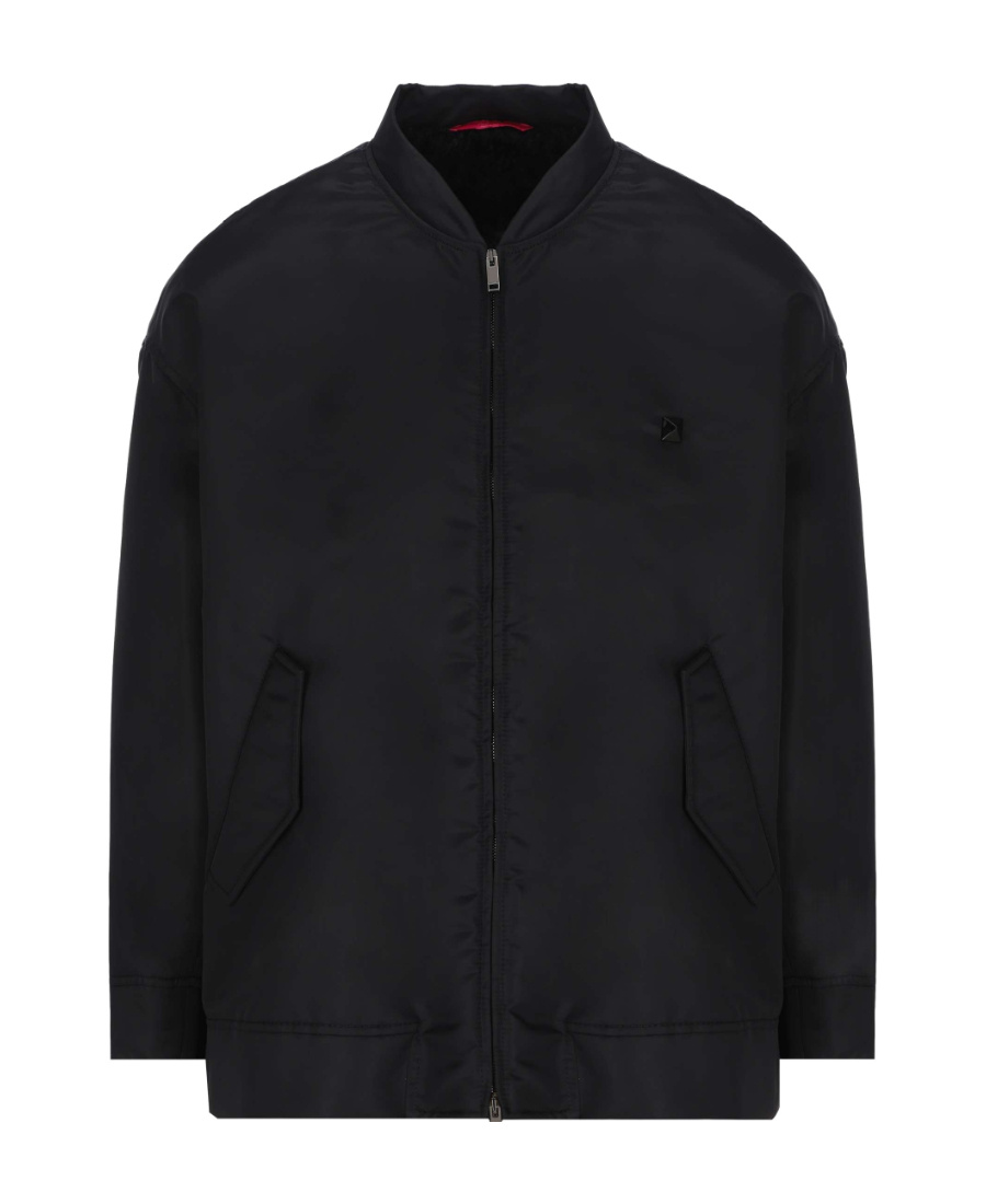 Valentino Man Jacket Black Size L Polyamide In Black