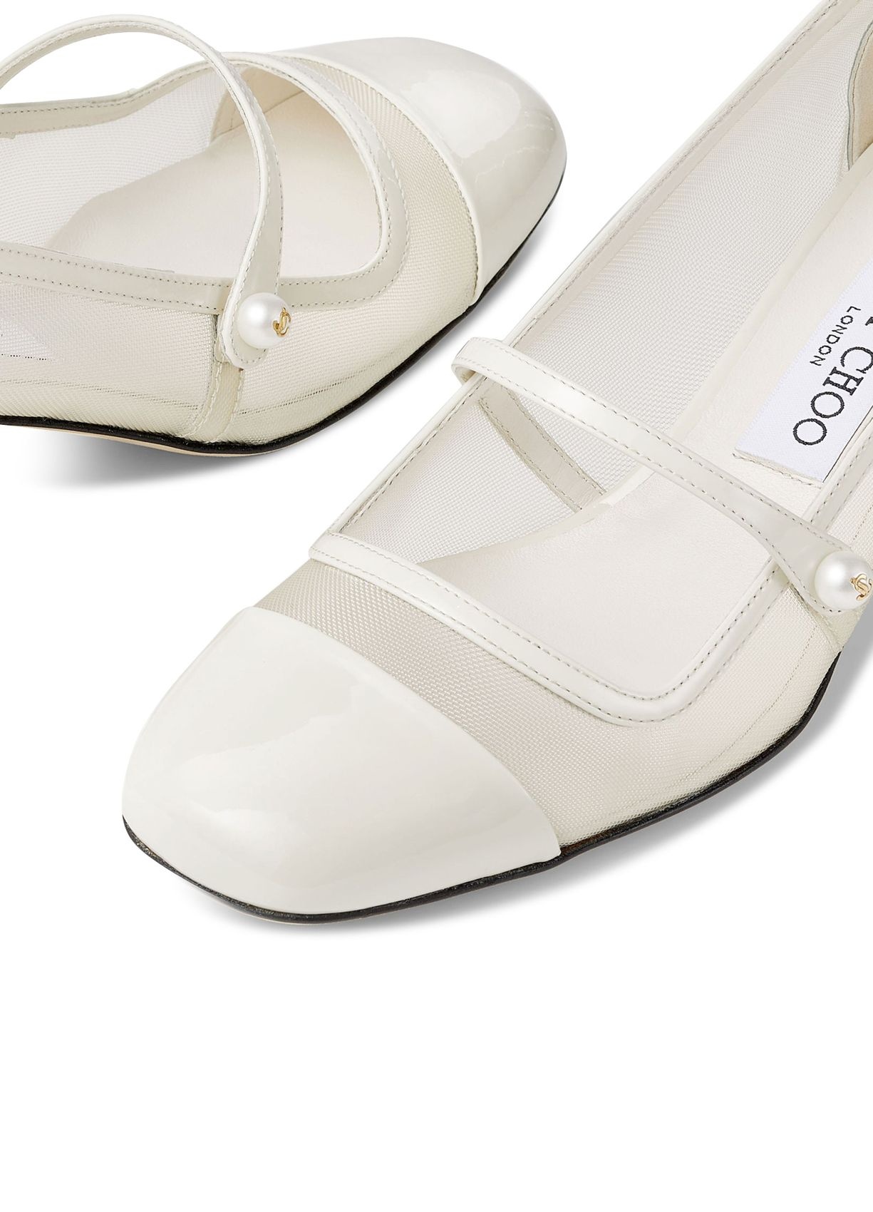 Jimmy Choo Womens Elisa 45 Mesh And Patent-leather Heeled Courts Latte/latte Eur 36 / 3 Uk In White