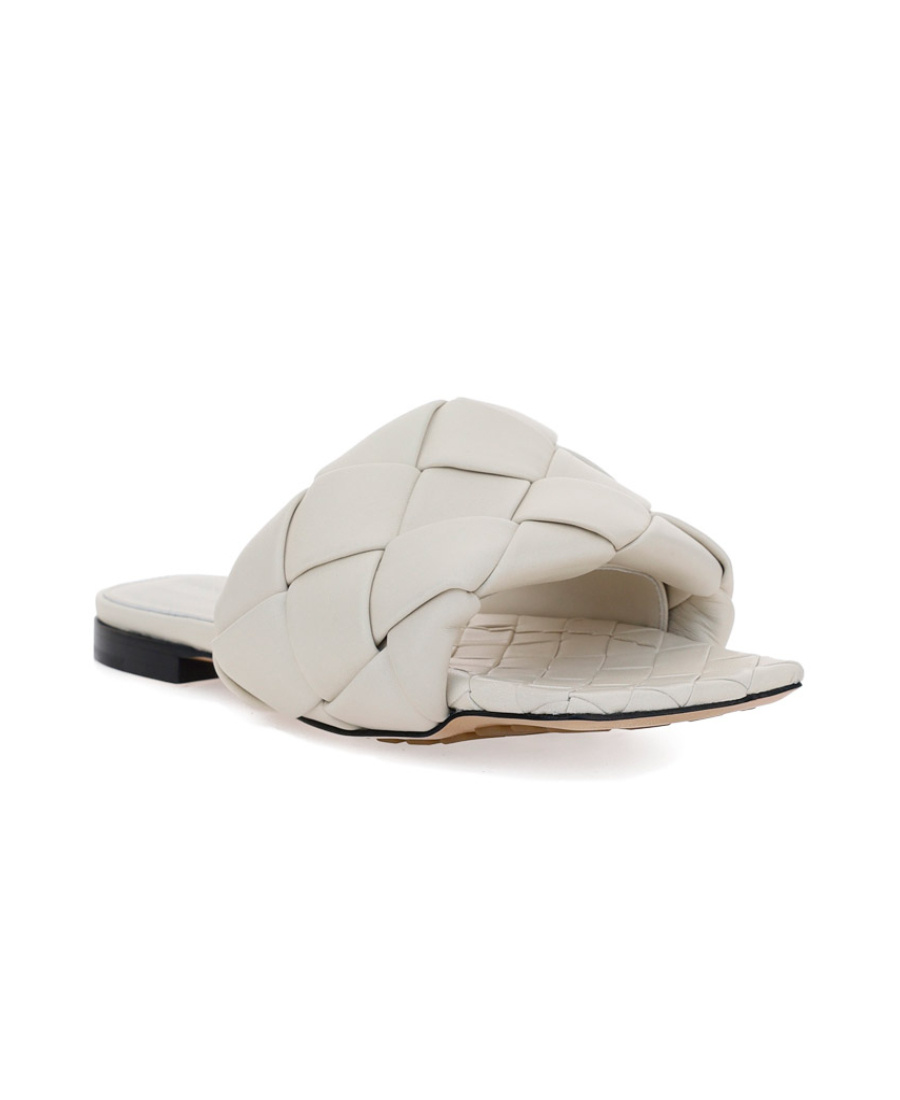 Bottega Veneta Quilted Leather Lido Flat Sandals In White