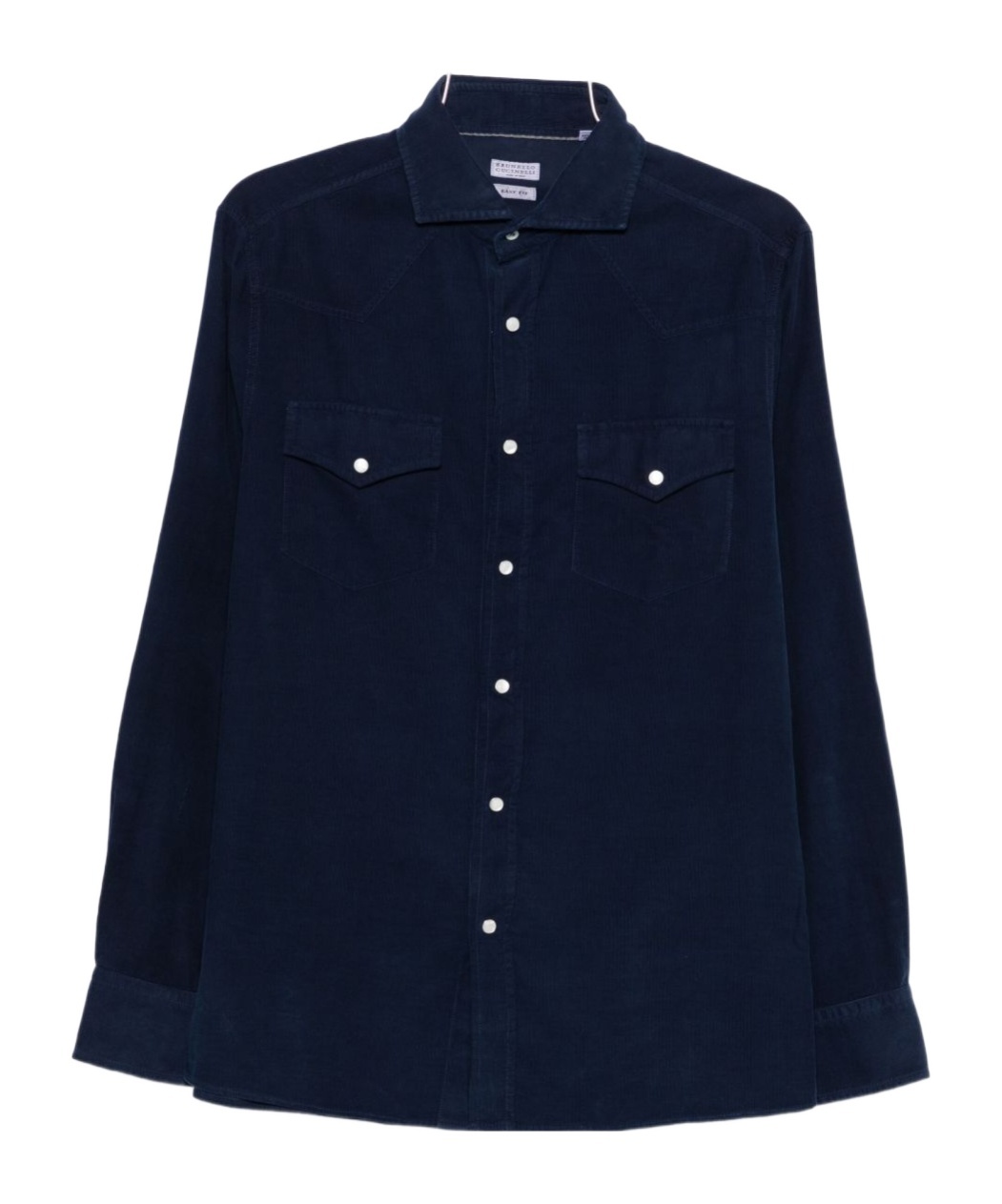 Brunello Cucinelli Men Easy Fit Western Shirt In Corduroy In Blue