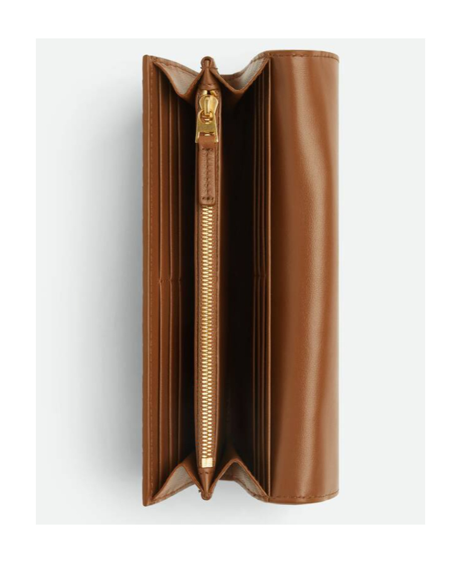 Bottega Veneta Continental Intrecciato Leather Wallet In Brown