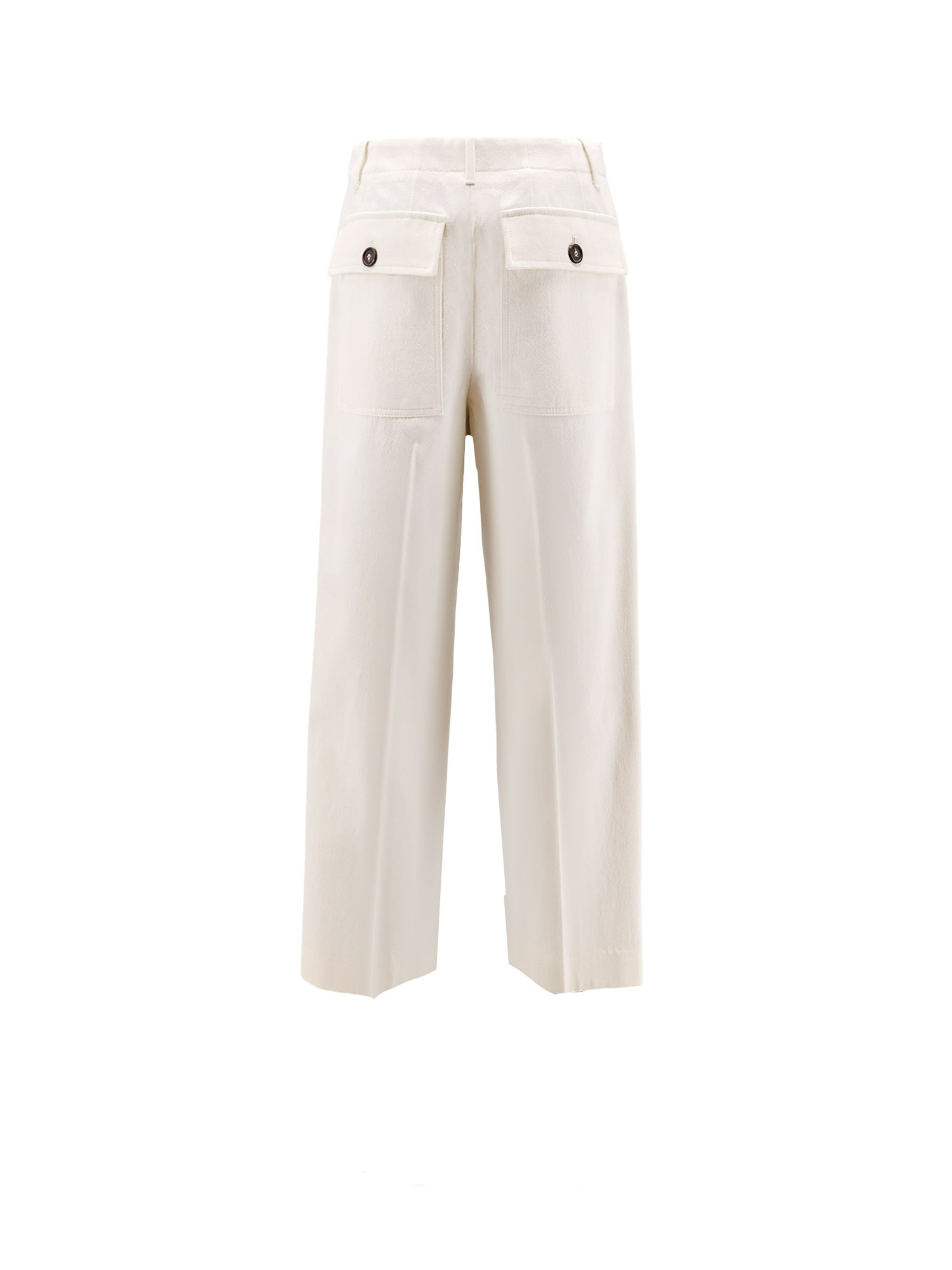 Brunello Cucinelli Women Cotton And Wool Trousers With Adjustable Drawstring In White