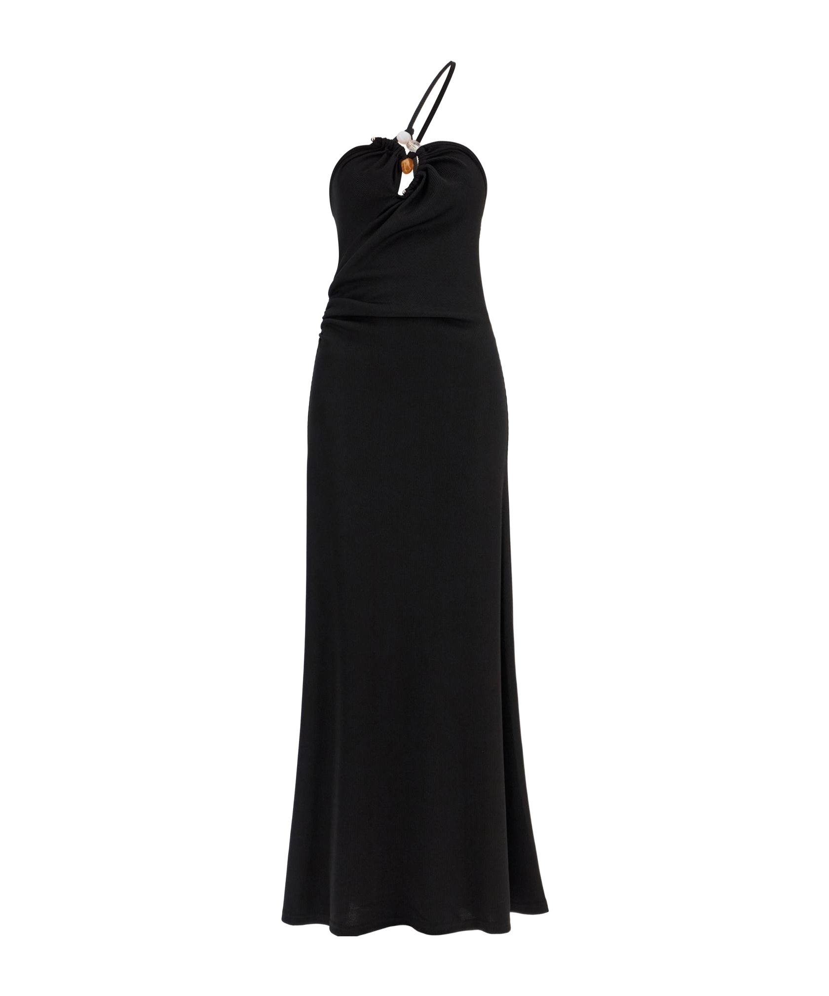 Christopher Esber Concave Stone One-shoulder Cami Maxi Dress In Black