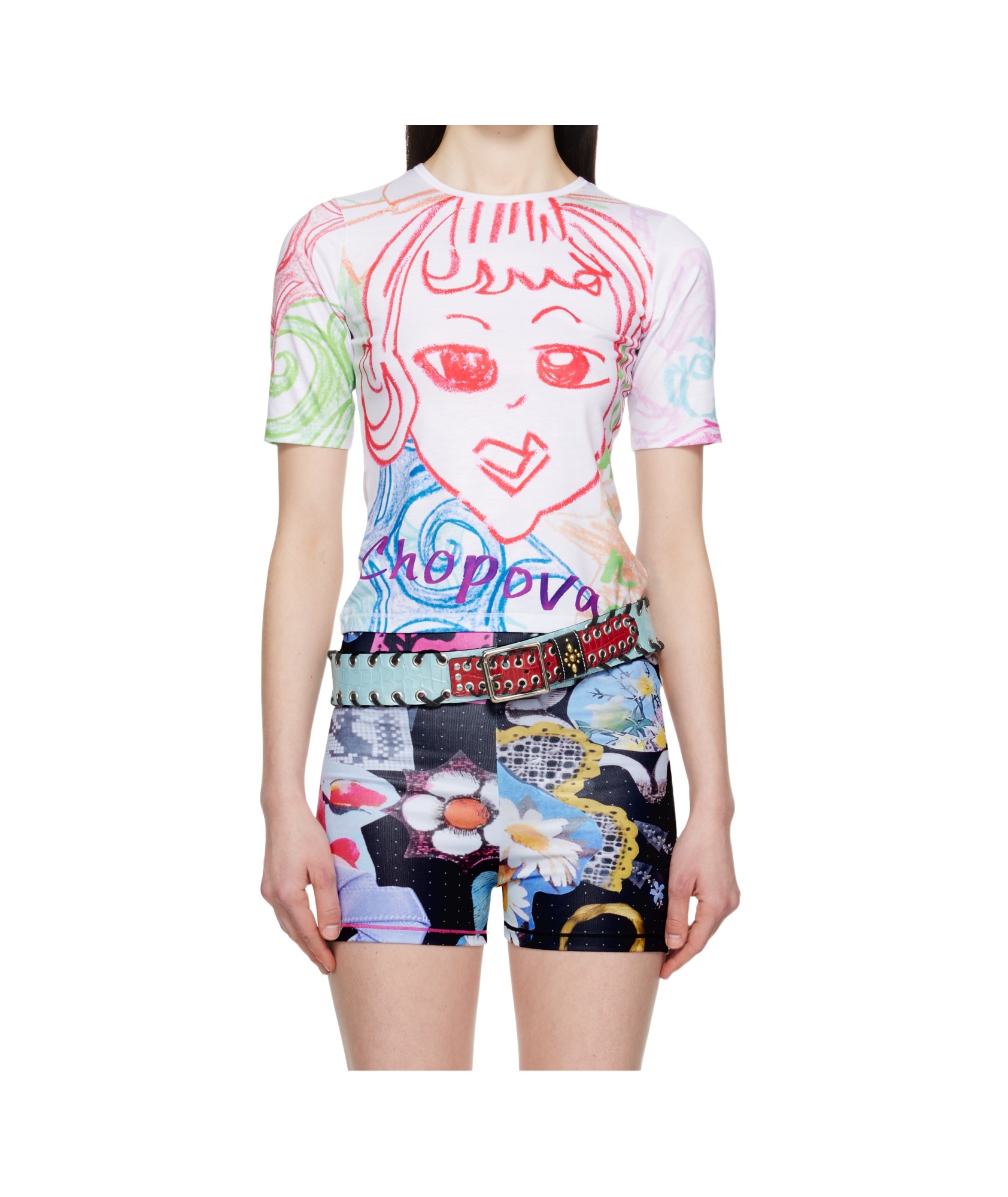 Chopova Lowena White 'it's Me!' Short Sleeve Jersey T-shirt In Multicolor