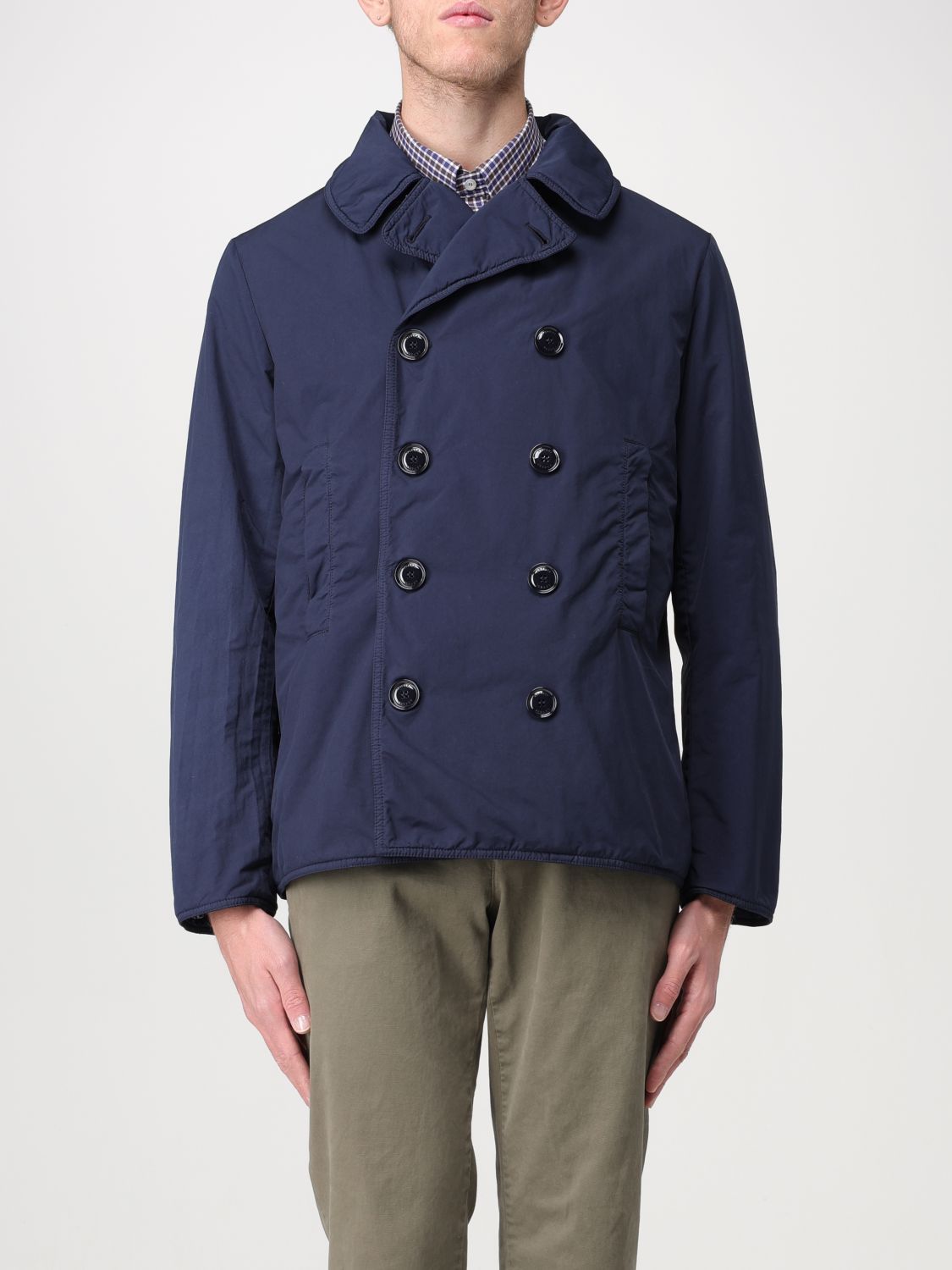 Aspesi Double-breasted Lapel Casual Jacket In Blue