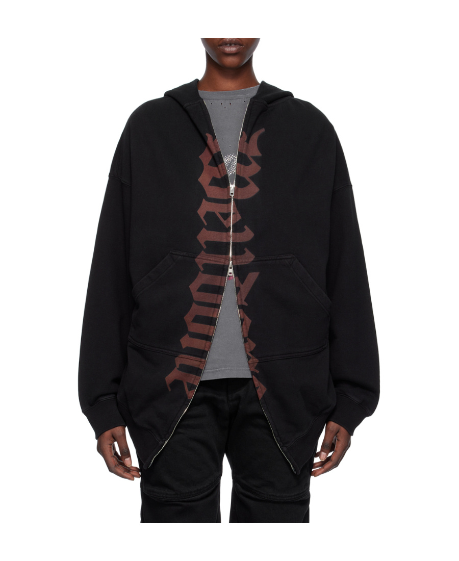 We11 Done Logo-print Zipped Hoodie In Black