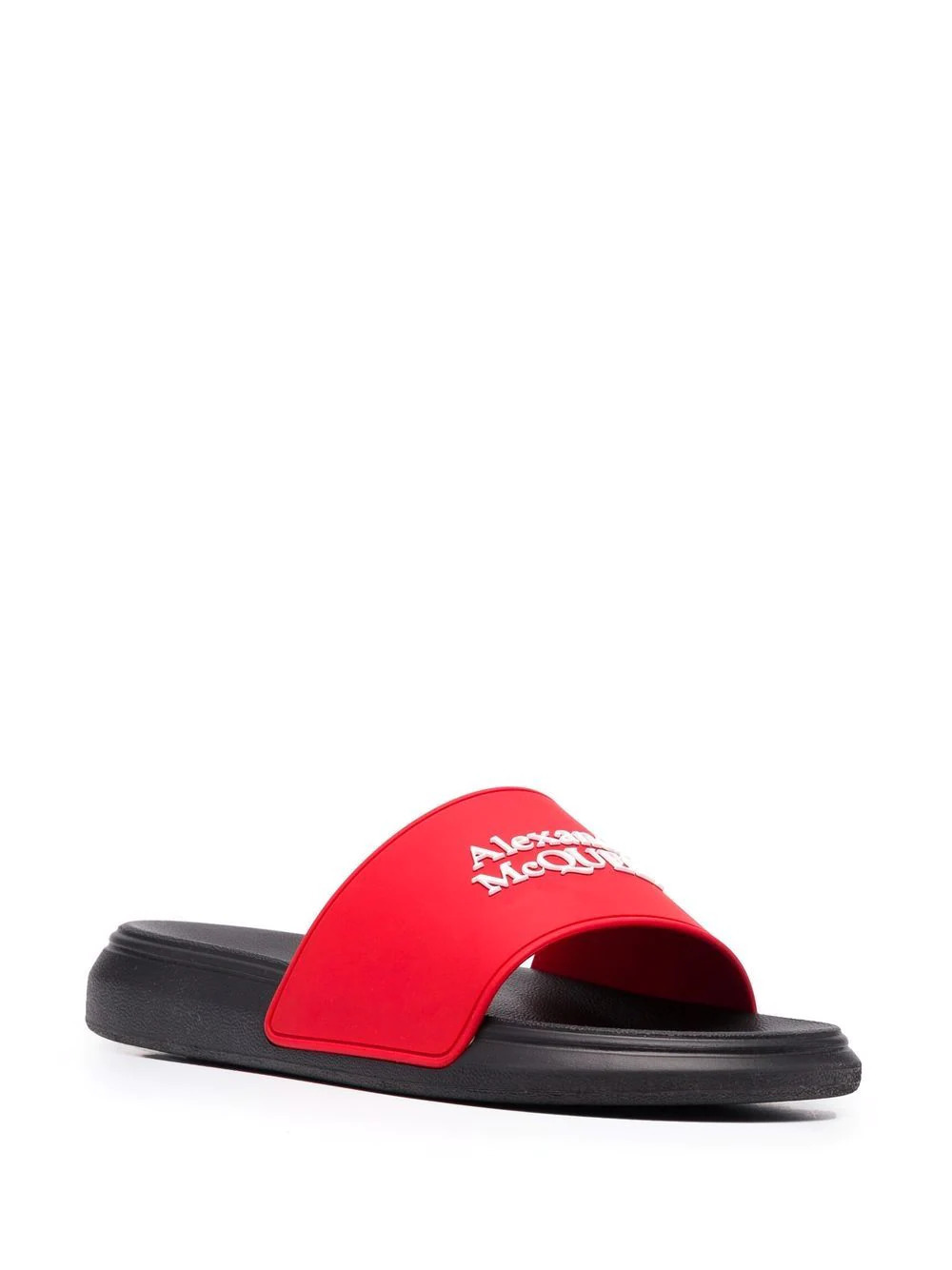 Alexander Mcqueen Logo Embossed Slides In Red