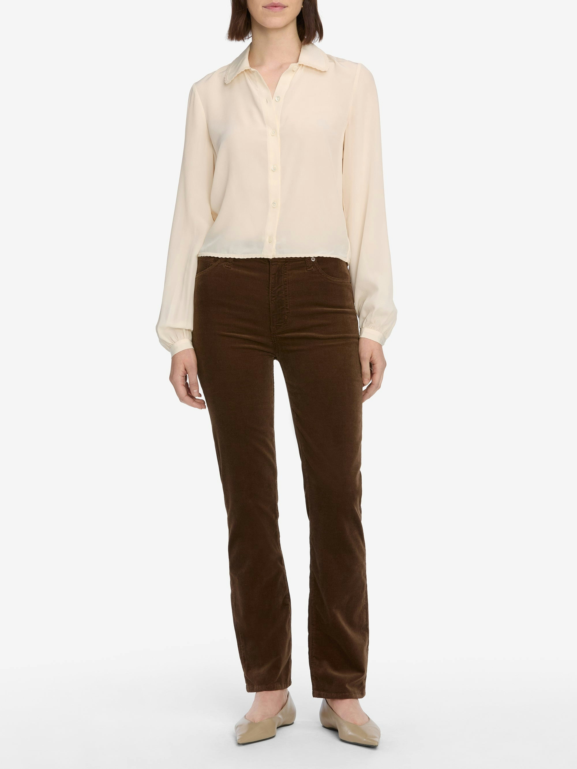 Frame High-waisted Straight-leg Casual Pants In Brown